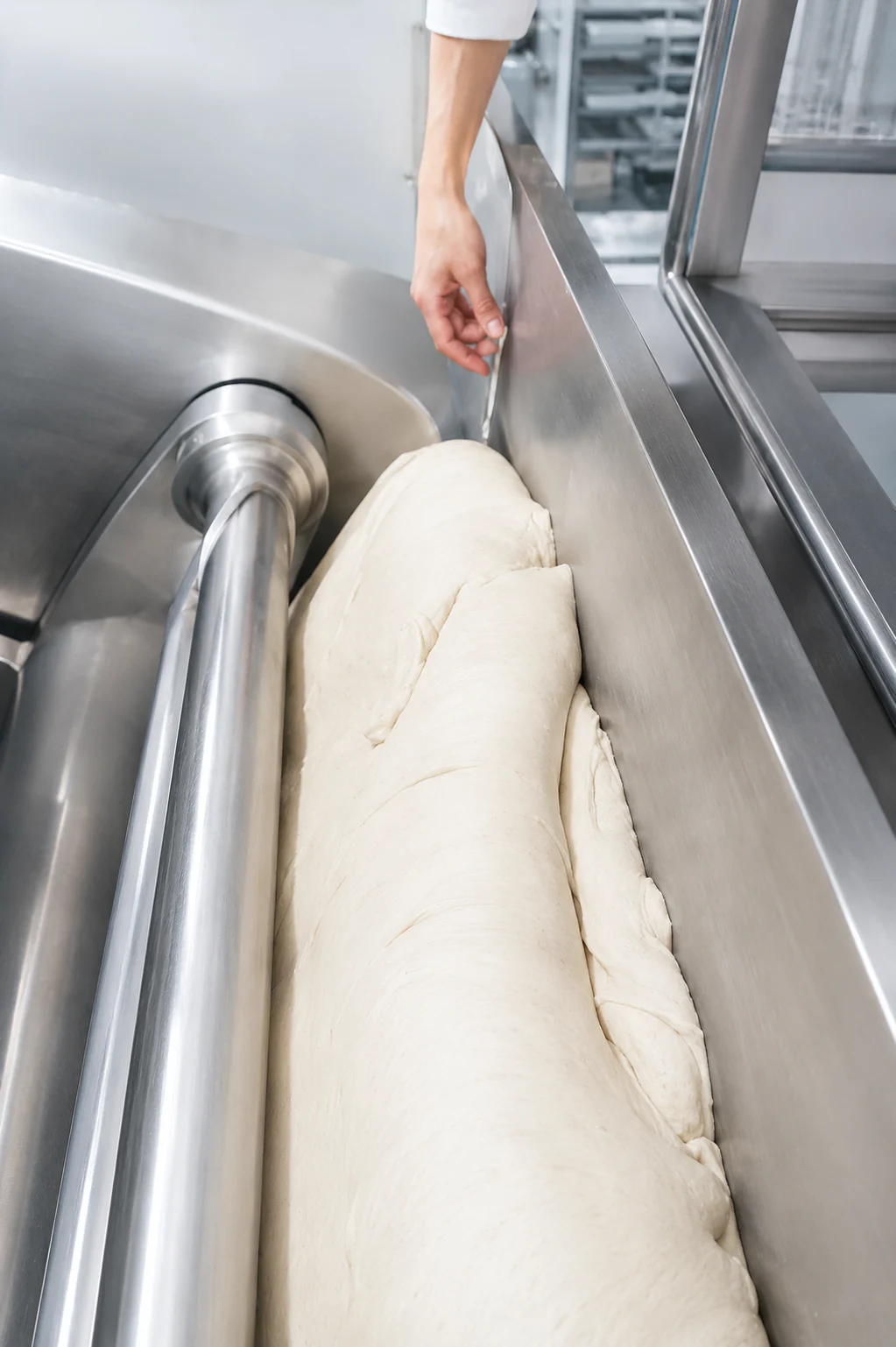Dough sheet on an industrial sheeting line